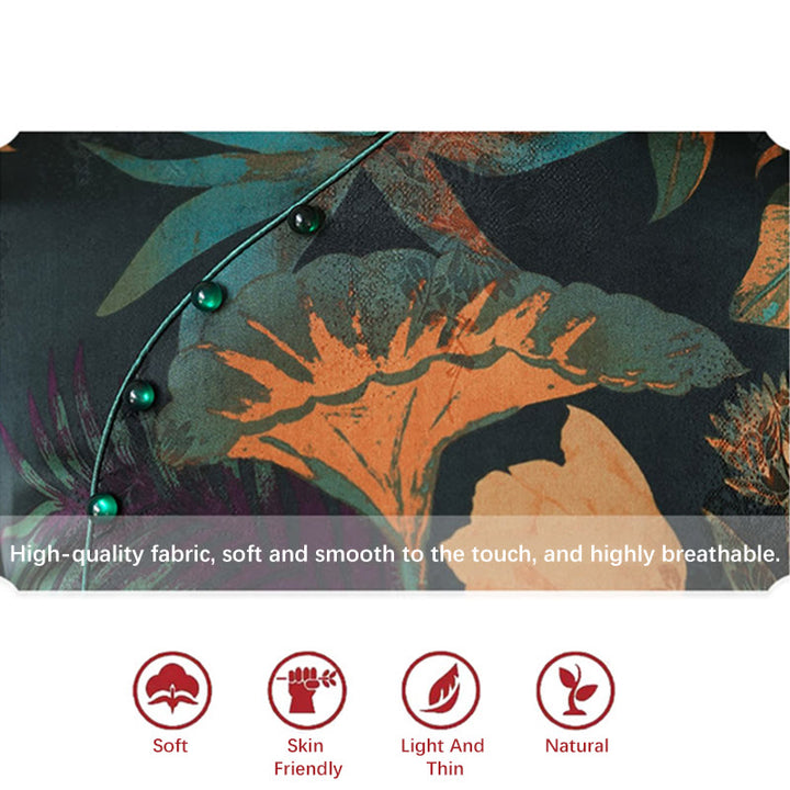 Abito Buddha Stones in seta Qipao con motivo a foglie e fiori retrò, abito cheongsam da donna - image 18