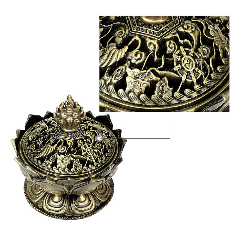 Buddha Stones Tibetano a Forma di Loto Bruciatore di Incenso Purificato