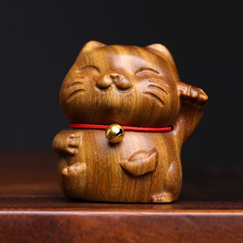 Buddha Stones Sandalo verde Piccolo Mini Carino Gatto Fortunato Pace Decorazioni - Sandalo verde 4,5*5 cm - image 0