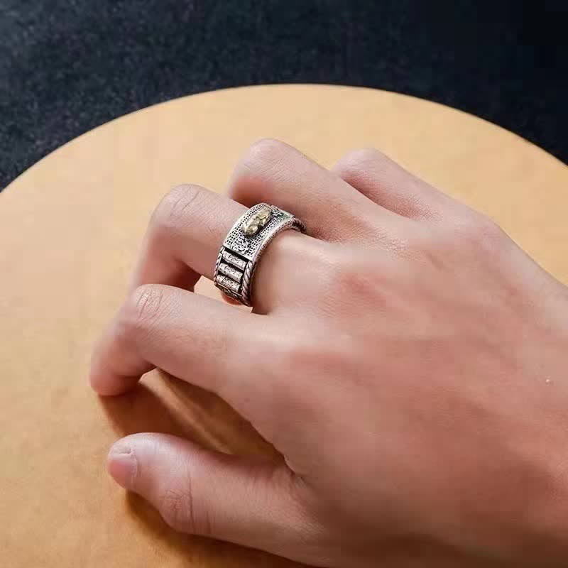 Buddha Stones Fortunato FengShui PiXiu Ricchezza Ruote della Preghiera Coppia Anello