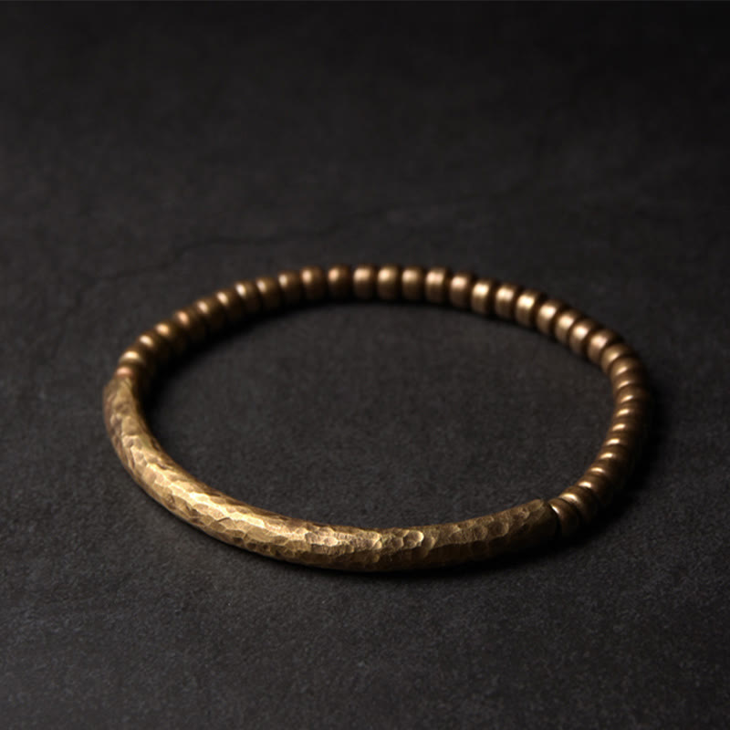 Braccialetto di perline di ottone e rame con design semplice Buddha Stones, fortuna e ricchezza