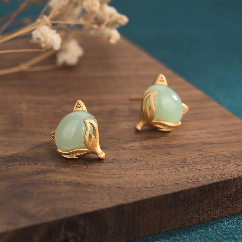 Orecchini di giada FengShui con Buddha Stones