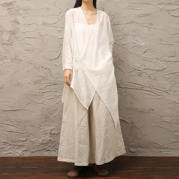 Buddha Stones Semplice Bianco Beige Modello Meditazione Spirituale Zen Pratica Yoga Abbigliamento Donna Abbigliamento
