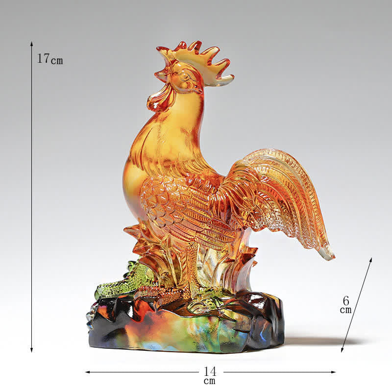 Decorazione per la casa fatta a mano in cristallo Liuli, raffigurante un gallo.