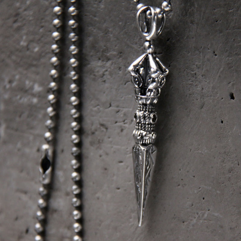 Buddha Stones 925 Sterling Silver Dorje Vajra Collana con ciondolo a catena per l'illuminazione