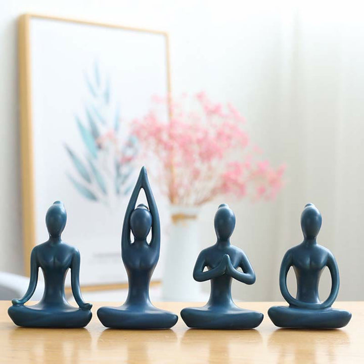 Astratto Yoga Meditazione Esercizio Ceramica Spirituale Figurina Scultura Decorazione