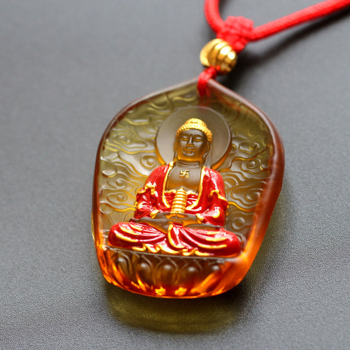 Buddha Stones Tibet Medicina Buddha Liuli Cristallo Compassione Collana Pendente - Buddha della Medicina delle Nuvole di Buon Auspicio - image 6