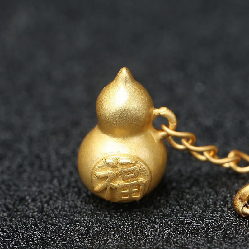 Braccialetto a catena Buddha Stones rotonda in giada e zucca con carattere Fu, motivo di pace e prosperità