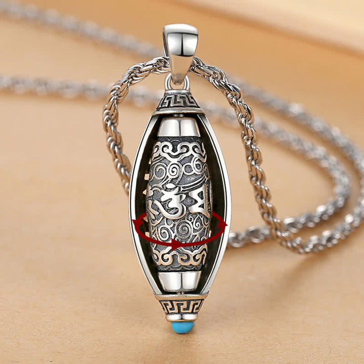 Collana di protezione con ciondolo girevole Buddha Stones Tibet Om Mani Padme Hum