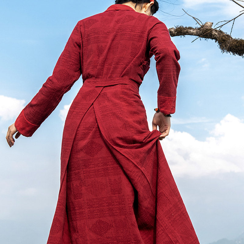 Buddha Stones Tibetan Dress Clothing Lhasa Abito lungo avvolgente Maxi abito Abbigliamento donna