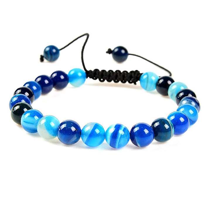 Buddha Stones Pietre di cristallo con potere curativo naturale Bracciale unisex regolabile in macramè - Agata blu - image 3
