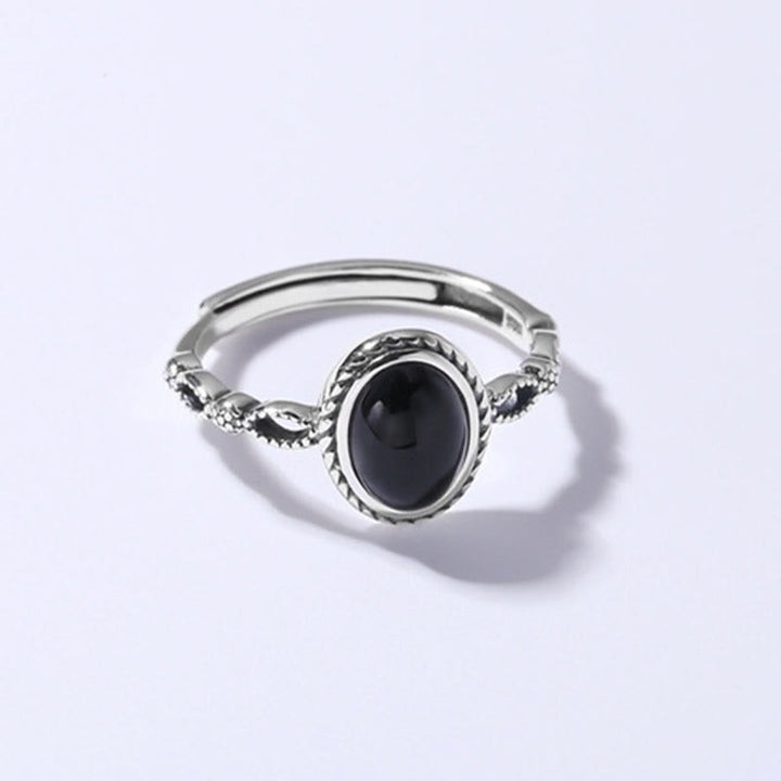 Anello della fortuna in onice nero in argento sterling 925 Buddha Stones