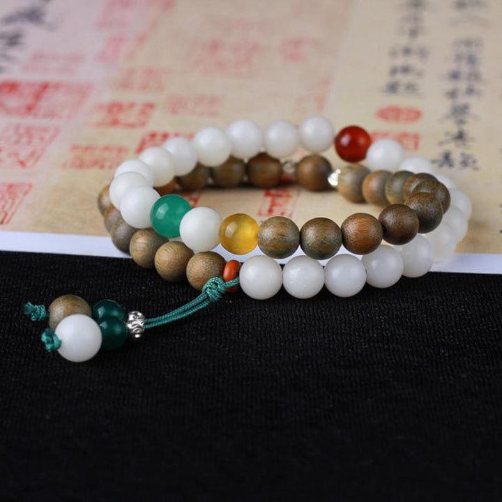 Braccialetto portafortuna con semi di Bodhi in sandalo verde - image 2