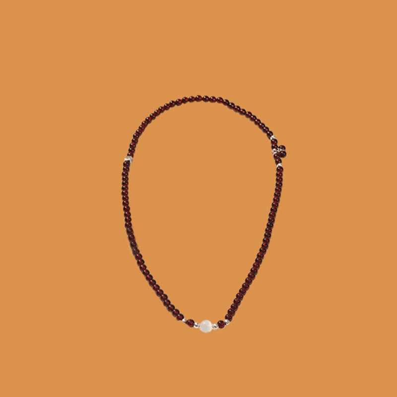 Braccialetto triplo giro Buddha Stones in argento sterling 925 con granato naturale e protezione per gli occhi di gatto