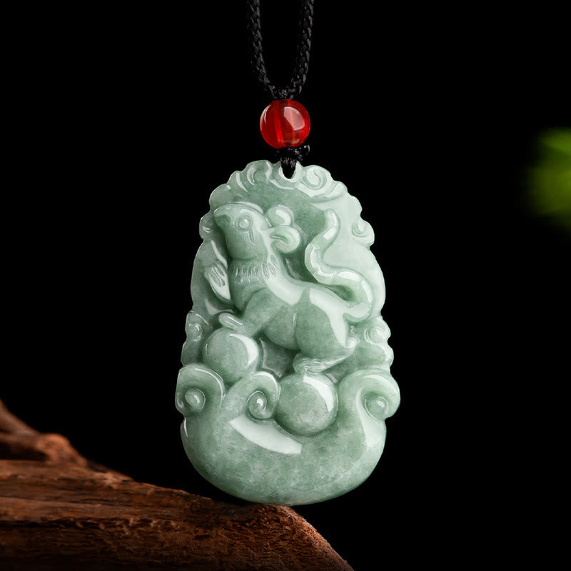 Buddha Stones Giada verde naturale 12 Zodiaco cinese Fortuna Prosperità Collana pendente - image 5