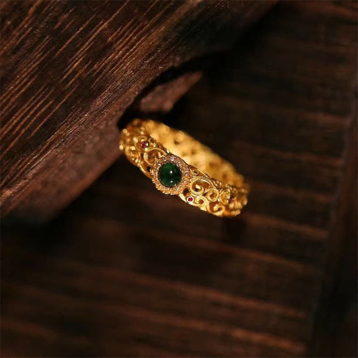 Anello Buddha Stones 925 Sterling Silver Ciano Giada Successo Fortuna - image 1