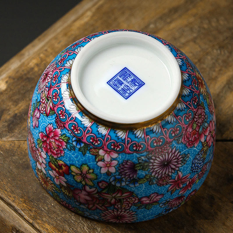Buddha Stones Jingdezhen Porcellana Smaltata Decorazione Fiori Colorati Tazza da Tè in Ceramica Tazze da Tè Kung Fu