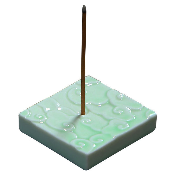 Buddha Stones Mini Nuvole di Buon Auspicio Design Bastoncino di Guarigione Ceramica Piccolo Bruciatore di Incenso Decorazione