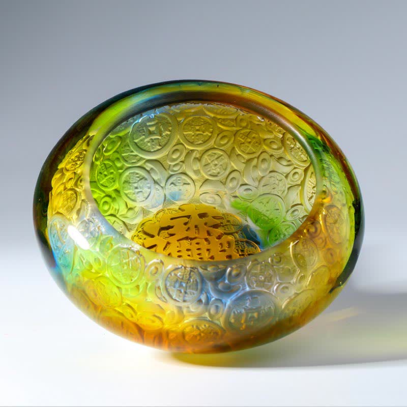 Ciotola del tesoro di cristallo Liuli fatta a mano, lingotti, pezzo d'arte, decorazione per la casa - image 4