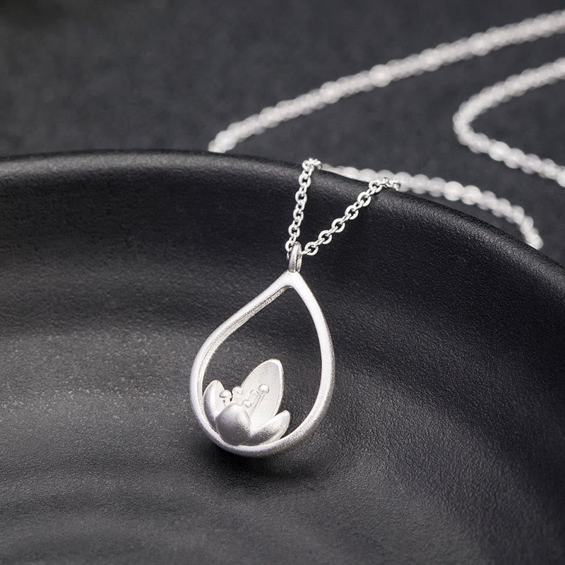 Collana con ciondolo a forma di fiore di loto in argento sterling 925 con Buddha Stones e illuminazione floreale - image 4
