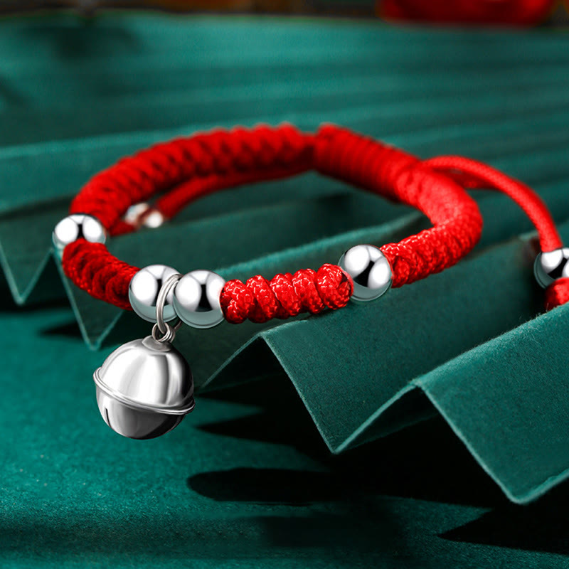 Buddha Stones 925 Sterling Silver Fatto a Mano Fu Carattere Portafortuna Sacchetto di Soldi Cinese Lucchetto Ciondolo Campana Loto Moneta di Rame King Kong Nodo Braccialetto Intrecciato per Bambini