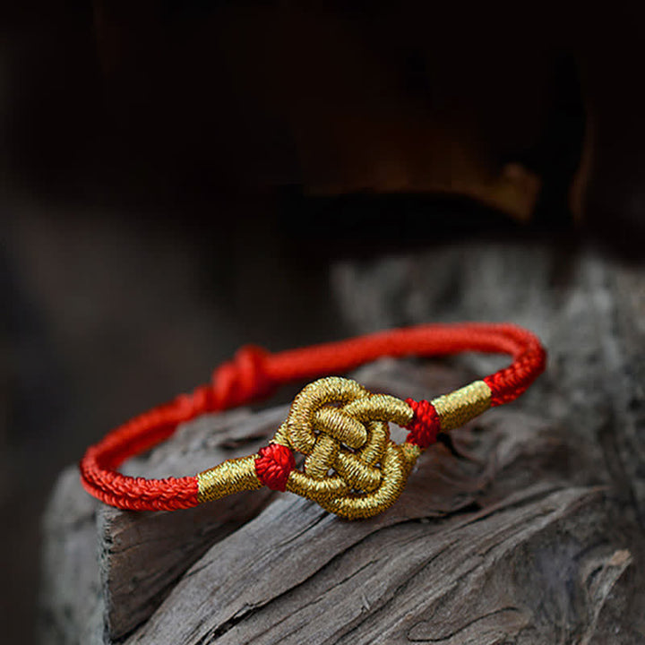 Braccialetto fatto a mano con corda intrecciata con nodo cinese, design semplice, fortuna e forza