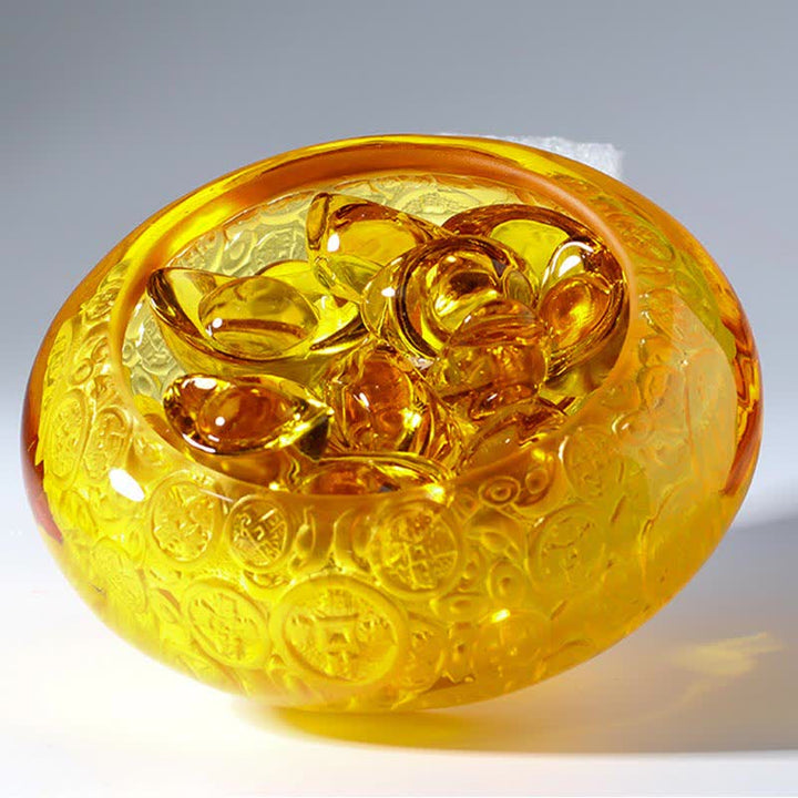 Ciotola del tesoro di cristallo Liuli fatta a mano, lingotti, pezzo d'arte, decorazione per la casa - image 15