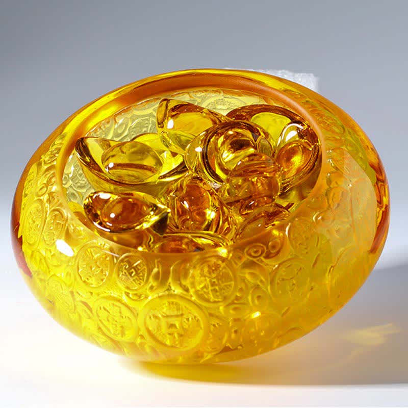 Ciotola del tesoro di cristallo Liuli fatta a mano, lingotti, pezzo d'arte, decorazione per la casa
