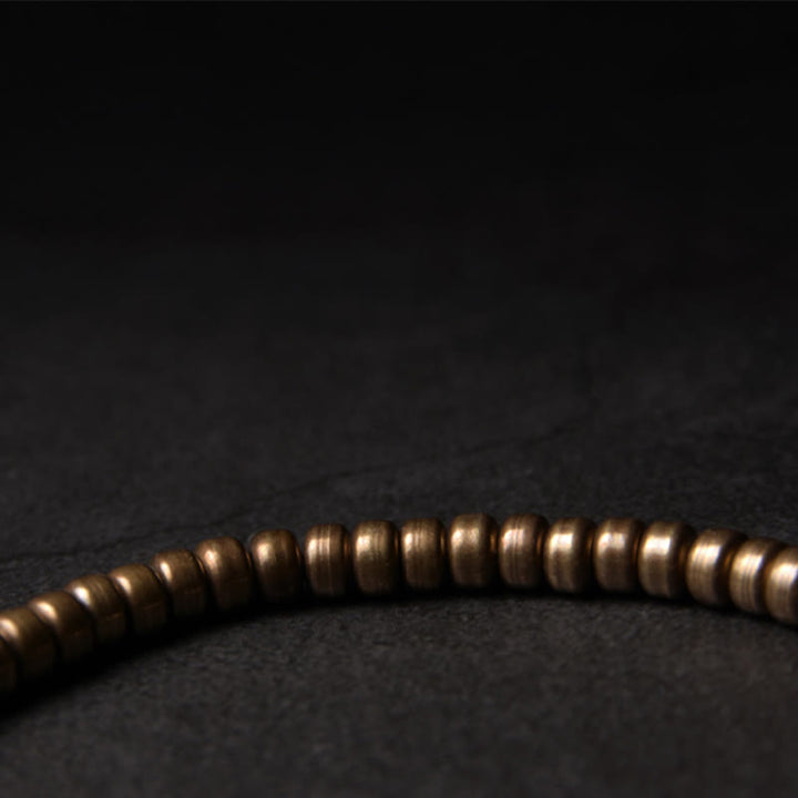 Braccialetto di perline di ottone e rame con design semplice Buddha Stones, fortuna e ricchezza