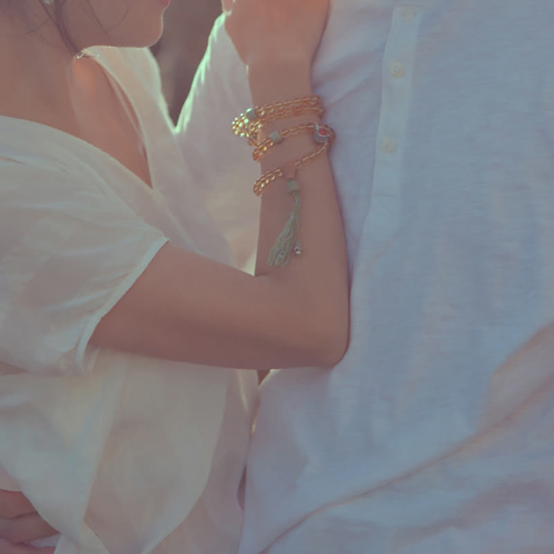 Buddha Stones 108 Mala Beads 925 Sterling Silver Citrino Sandalo Turchese Protezione Bracciale Prosperità - image 6