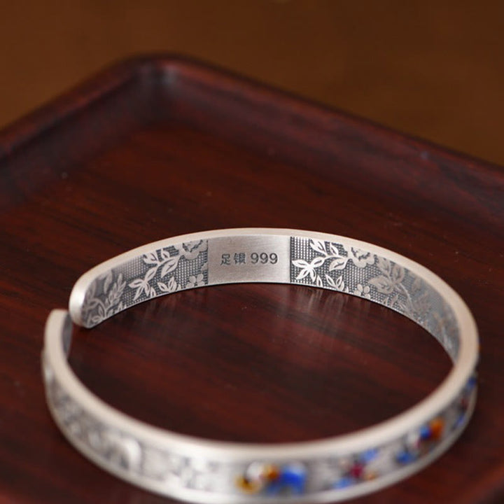 Bracciale rigido Buddha Stones 999 Sterling Silver Elephant Strength Wisdom