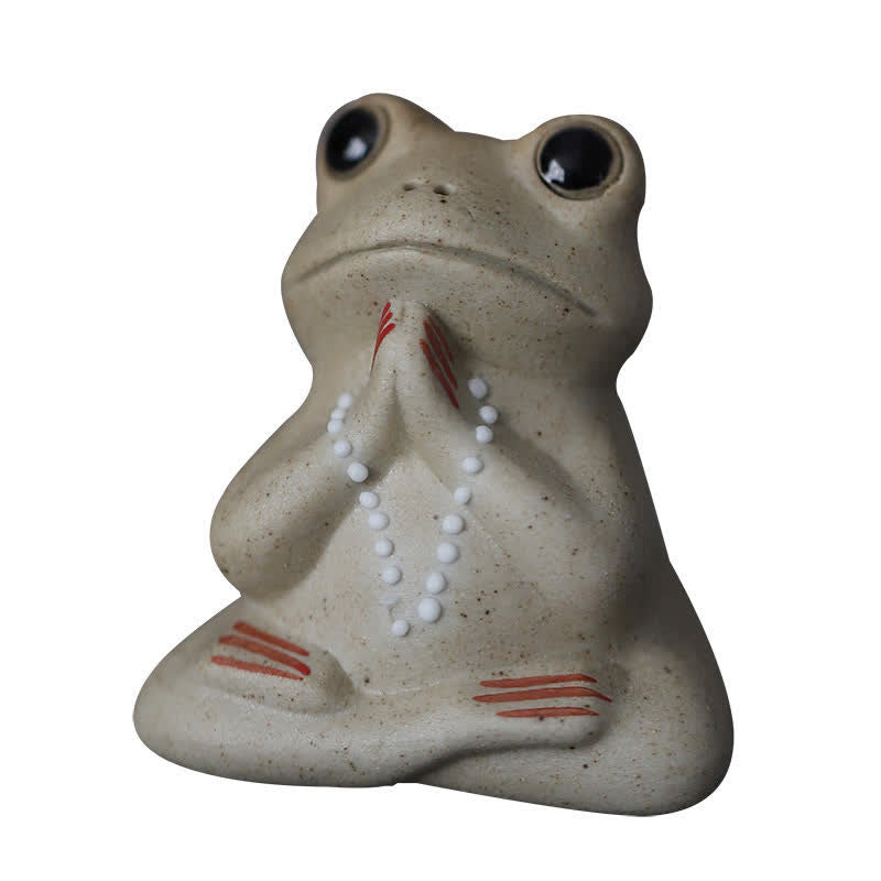 Decorazione statua piccola rana in ceramica in meditazione - image 3