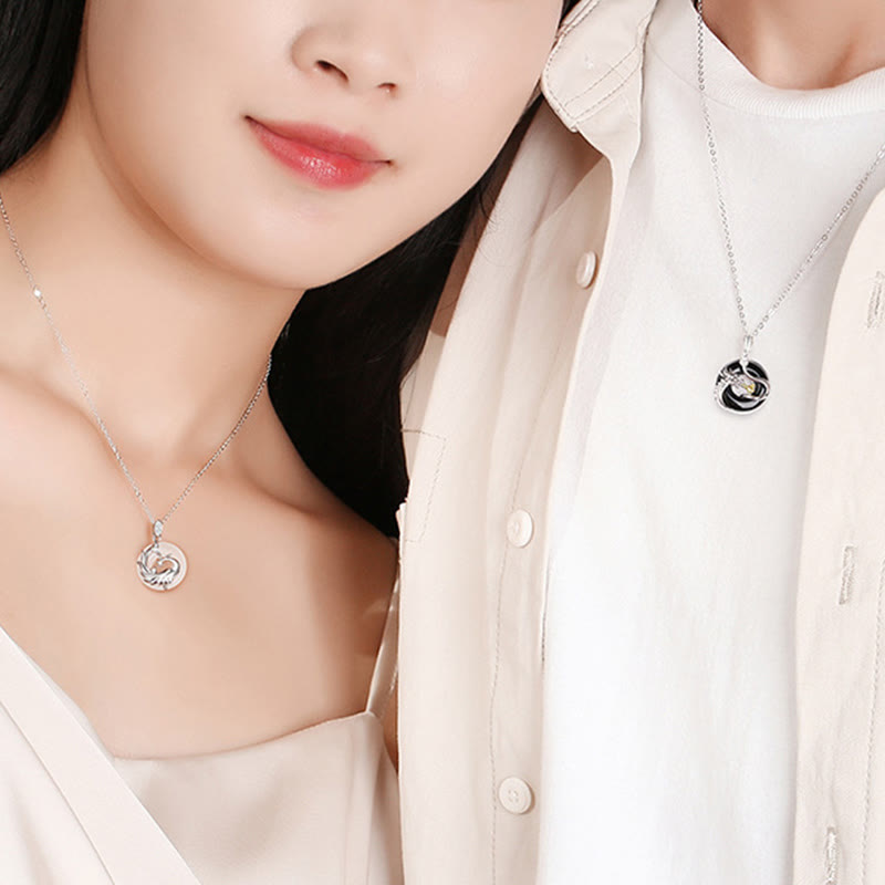 Buddha Stones 925 Argento Sterling Anno del Drago Onice Nero Naturale Calcedonio Drago Fenice Pace Fibbia Collana Pendente di Protezione - image 8