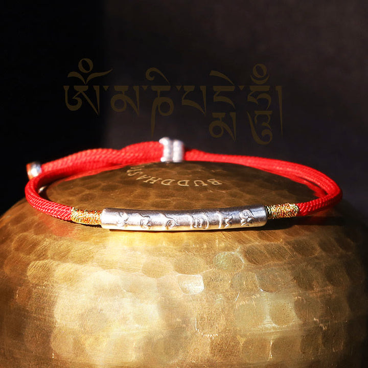 Buddha Stones Braccialetto buddista tibetano fatto a mano con corda rossa fortunata Mani Mantra