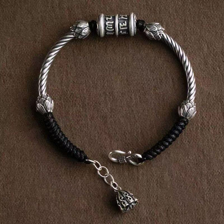 Bracciale intrecciato Buddha Stones Om Mani Padme Hum Lotus Peace