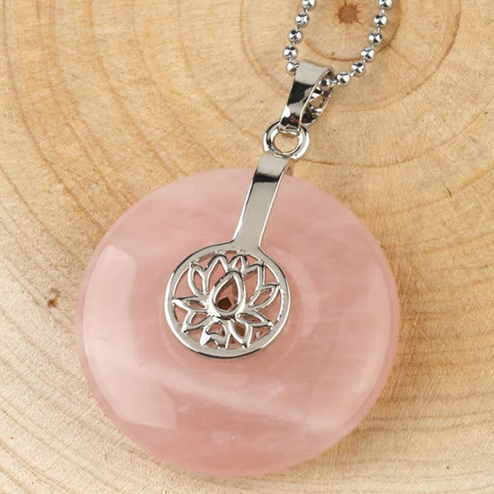 Buddha Stones Vari cristalli Ametista Cristallo rosa Loto Collana pendente curativa - Cristallo rosa - image 9