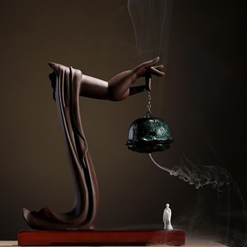 Decorazione bruciatore di incenso in ceramica con benedizione del loto tibetano