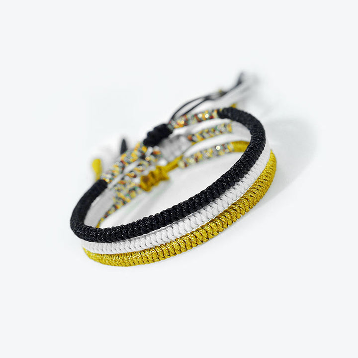 Braccialetto amuleto nodo King Kong multicolore fatto a mano tibetano da 3 pezzi Buddha Stones