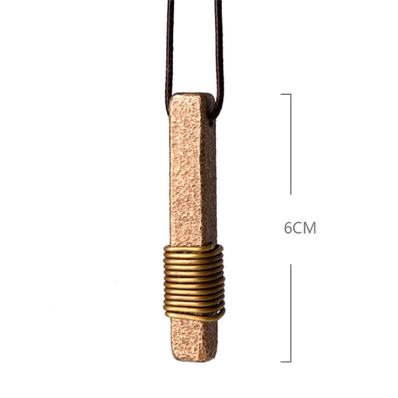 Collana con ciondolo in ottone e rame con design testurizzato vintage, simbolo della ricchezza, Buddha Stones - image 12