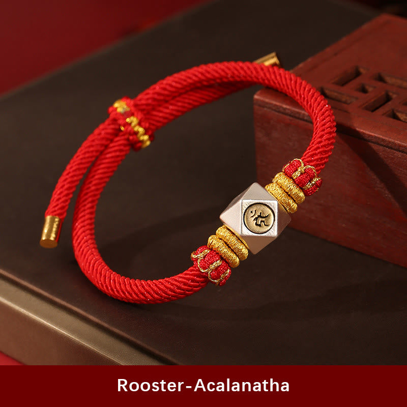 Buddha Stones 999 Argento Sterling Zodiaco Cinese Buddha Natale Corda Rossa Fortuna Forza Braccialetto Fatto a Mano per Bambini