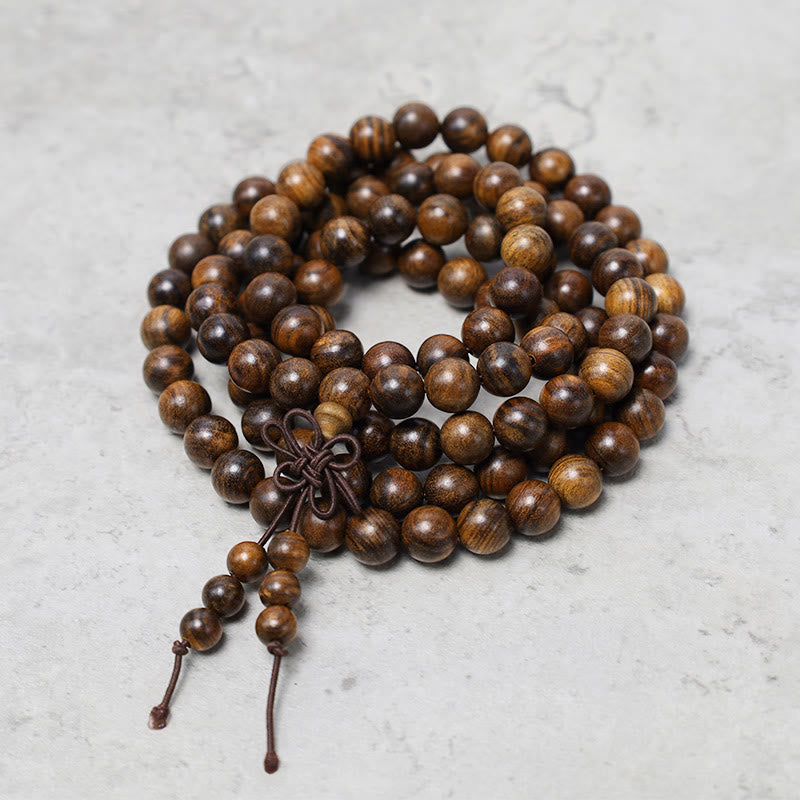 Buddha Stones 108 Mala Beads Bracciale Preghiera Meditazione Sandalo Elastico - Palissandro - image 0