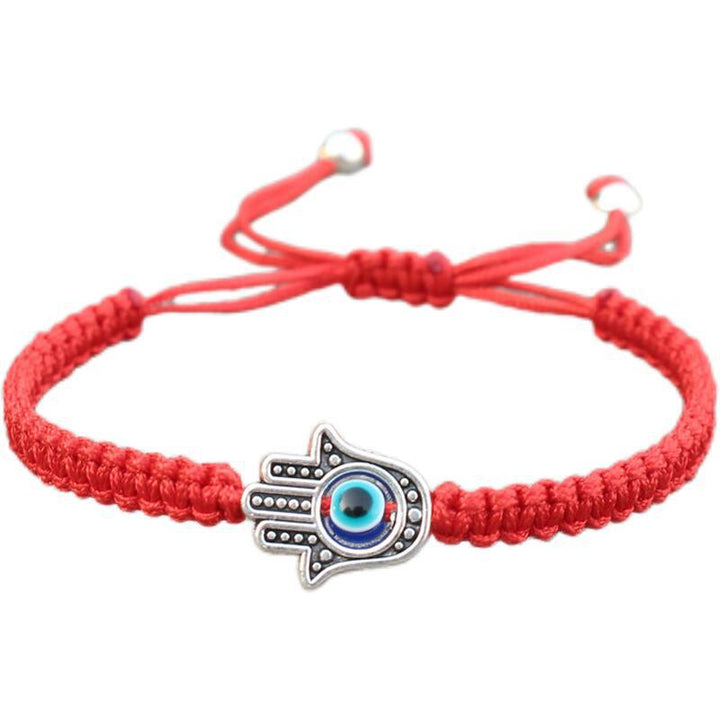 Braccialetto con cordino di protezione e fortuna con simbolo Hamsa fatto a mano con Buddha Stones