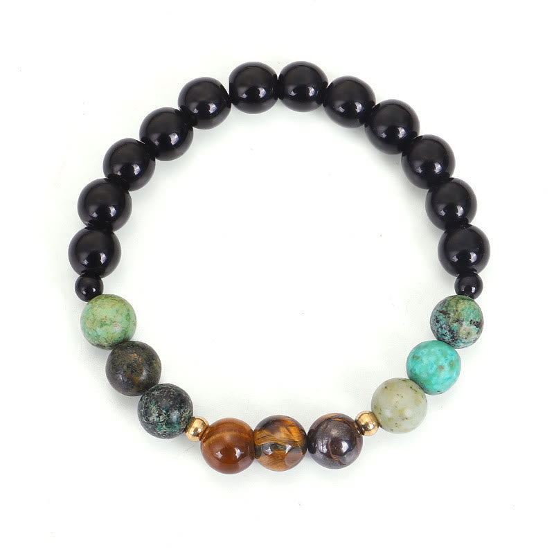 Buddha Stones 108 Mala Beads Pietra naturale Occhio di tigre Turchese Protezione Forza Bracciale Collana
