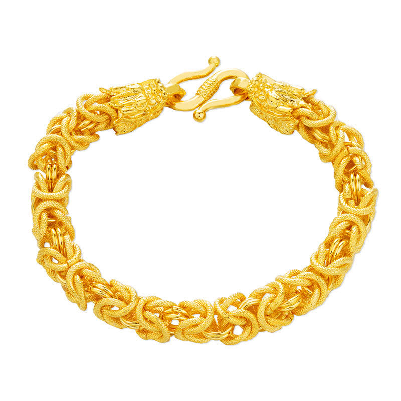 Braccialetto di protezione del drago a doppia testa placcato oro 24k Buddha Stones