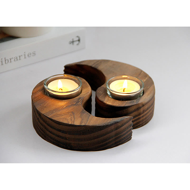 Buddha Stones Yin Yang Portacandele in legno Meditazione Rituali Usa oggetti