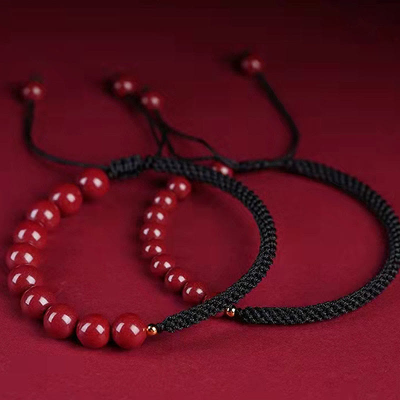 Braccialetto di corda di benedizione con nodo King Kong in cinabro naturale Buddha Stones