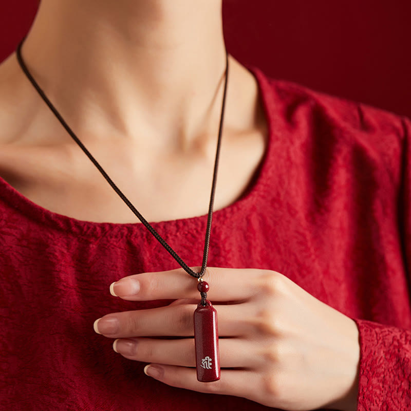 Collana con ciondolo e amuleto in cinabro con Buddha Stones segno zodiacale cinese, protezione con cordino. - image 1