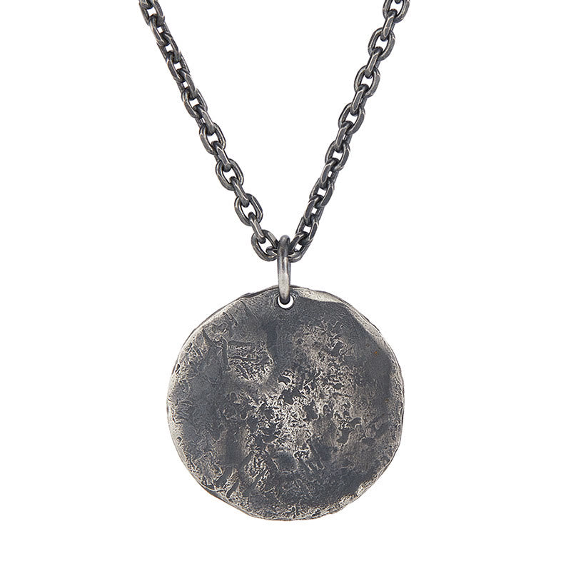 Buddha Stones 990 Sterling Silver Yin Yang Hammer Texture Collana con ciondolo Armonia - image 4