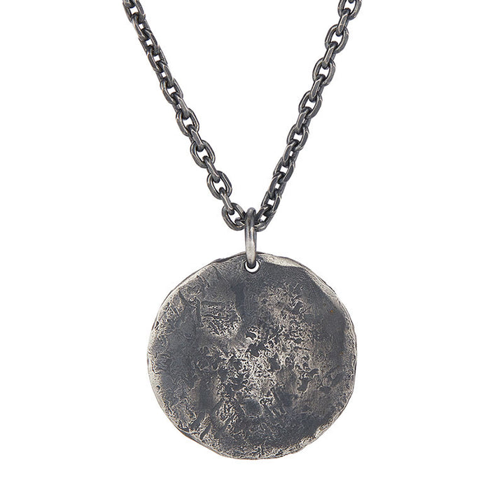 Buddha Stones 990 Sterling Silver Yin Yang Hammer Texture Collana con ciondolo Armonia - image 4