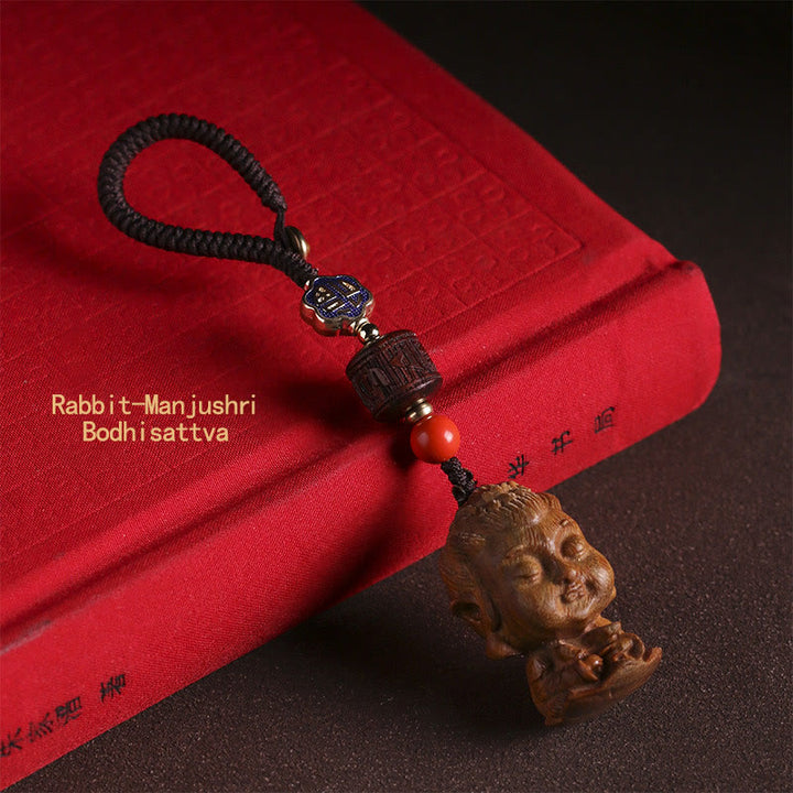 Zodiaco cinese Buddha natale Sandalo verde Om Mani Padme Hum Portachiavi della pace